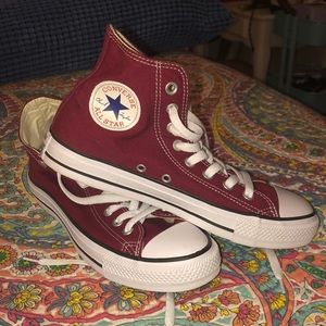 Burgundy High Top Converse Sneakers